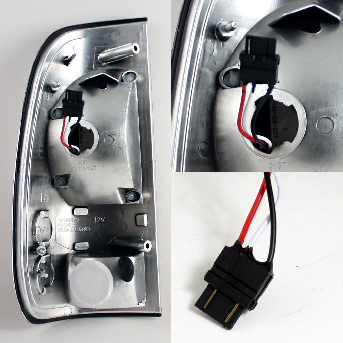 AKKON LED Tail Lights for 97-03 Ford F150 F-150 Pickup Truck - Red Smoke Lens