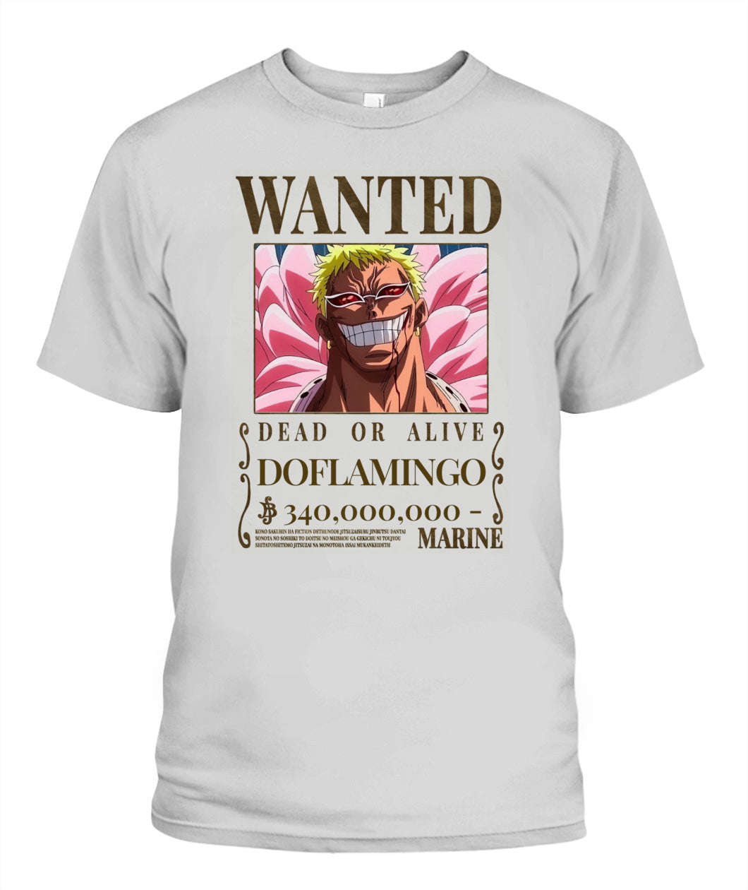 Doflamingo Wanted Custom Graphic Cotton T-Shirt - Unisex Fit