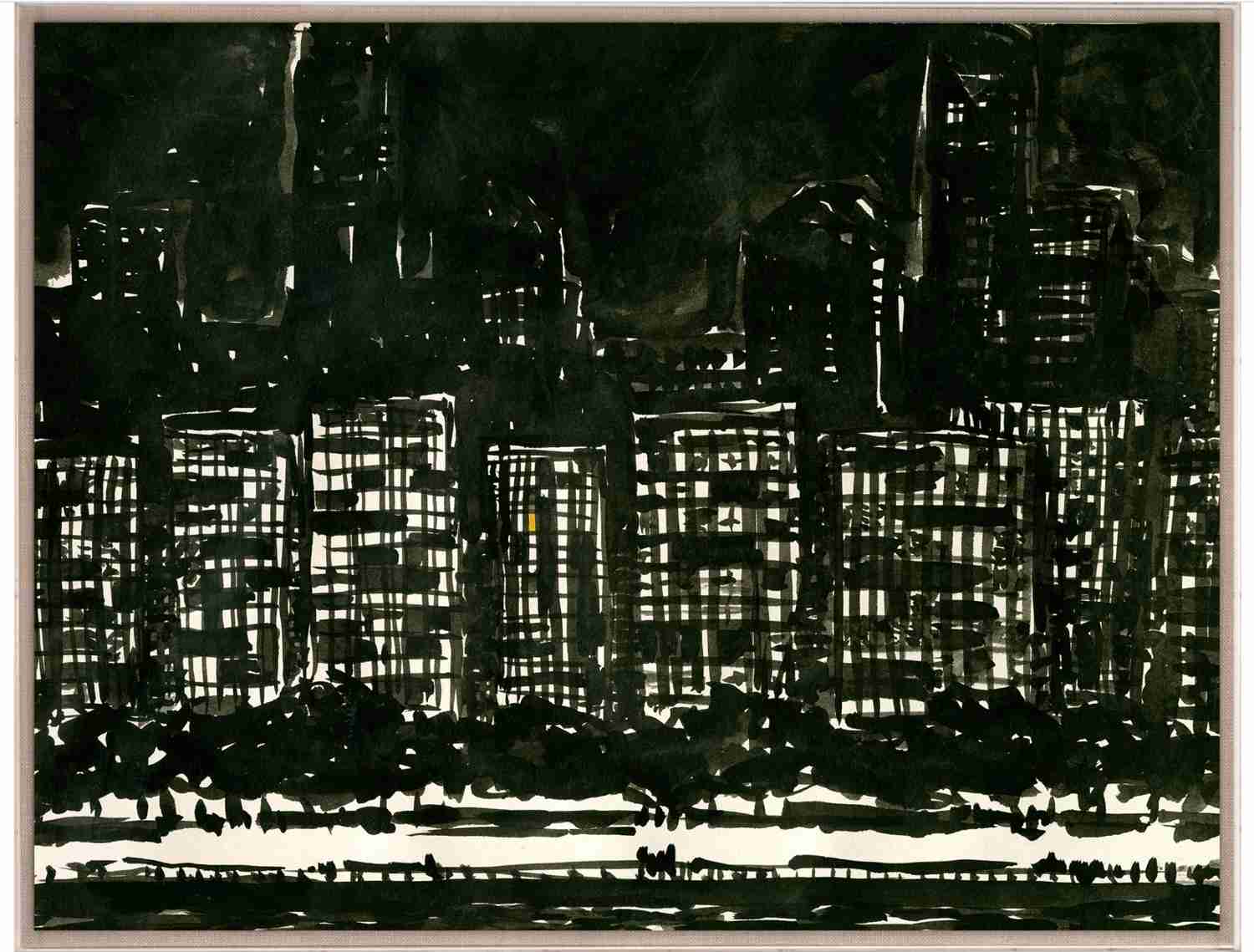 Axtons New York Art Print by Natural Curiosities - Handmade Wooden Framed City Landscape