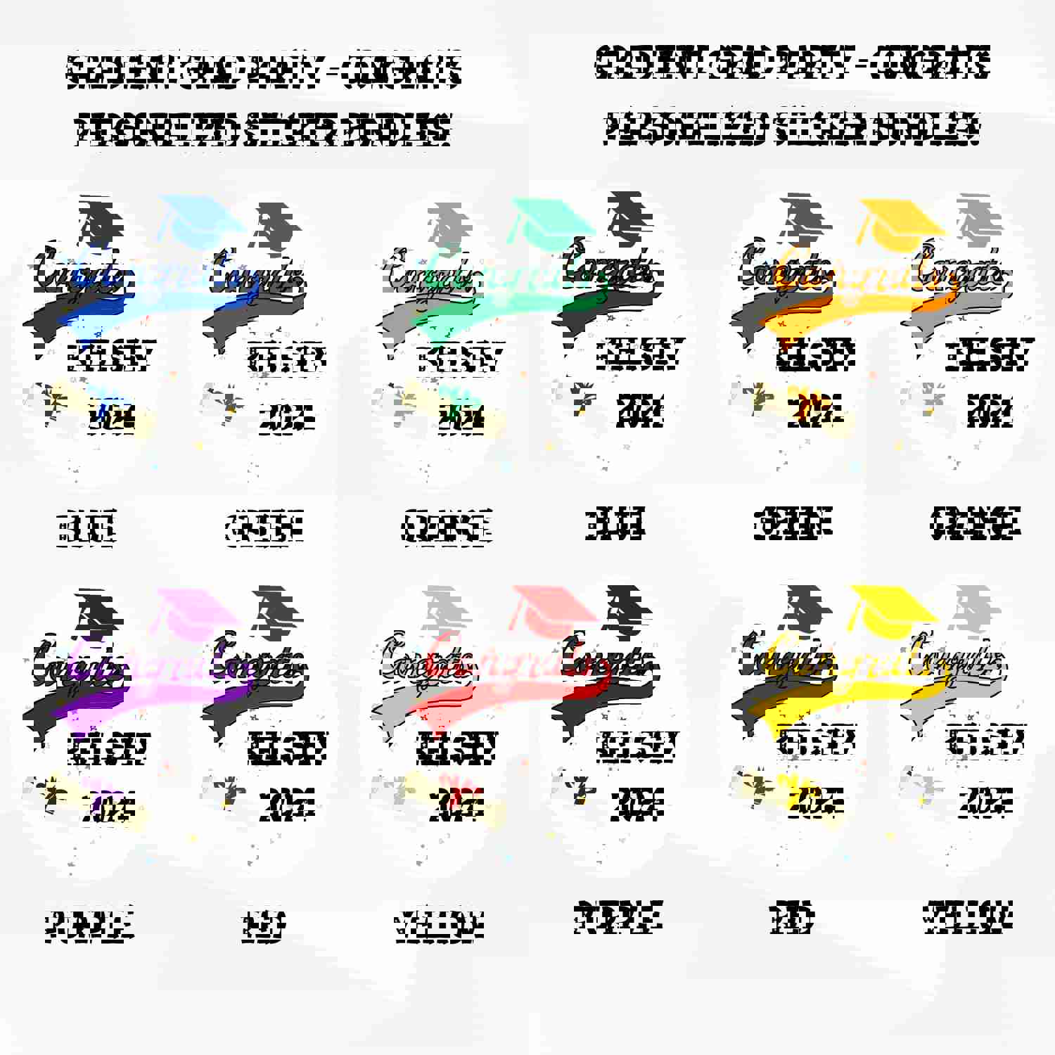 Personalized Grad Party Sticker Bundle - Varsity Congrats