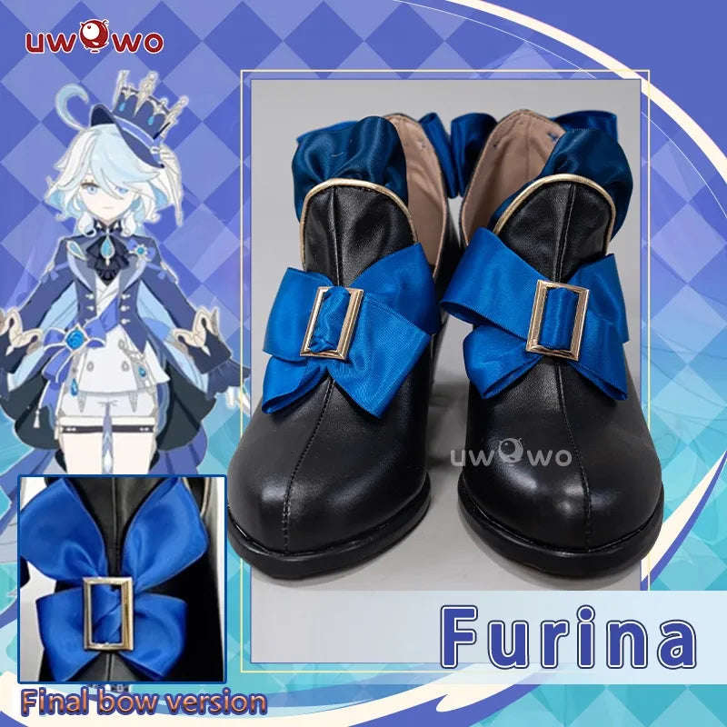 UWOWO Furina Cosplay Shoes - Genshin Impact Furina Boots, Focalors Hydro Archon Fontaine Rococo Style