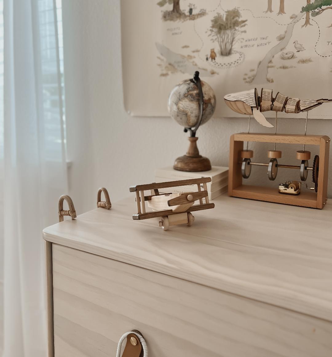 Amish Crafted Wooden Toy Airplane with Kid-Safe Finish