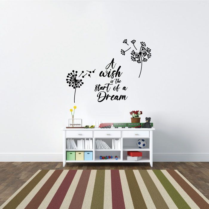 Inspirational Quote Vinyl Wall Sticker Decal - A Wish Is The Start Of A Dream