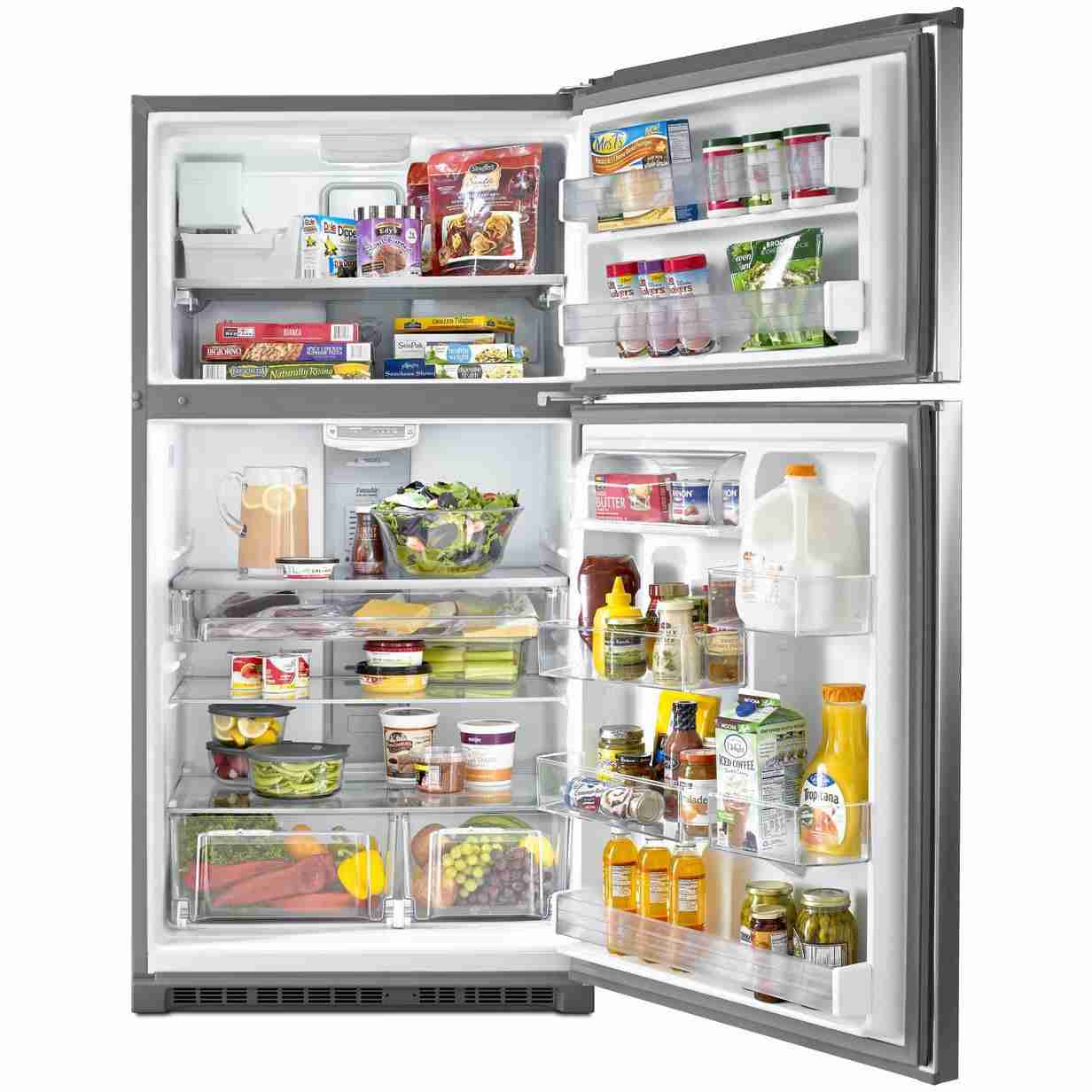 Maytag 33-inch, 21.2 cu.ft. Freestanding Top Freezer Refrigerator with Interior Ice Maker MRT711SMFZ