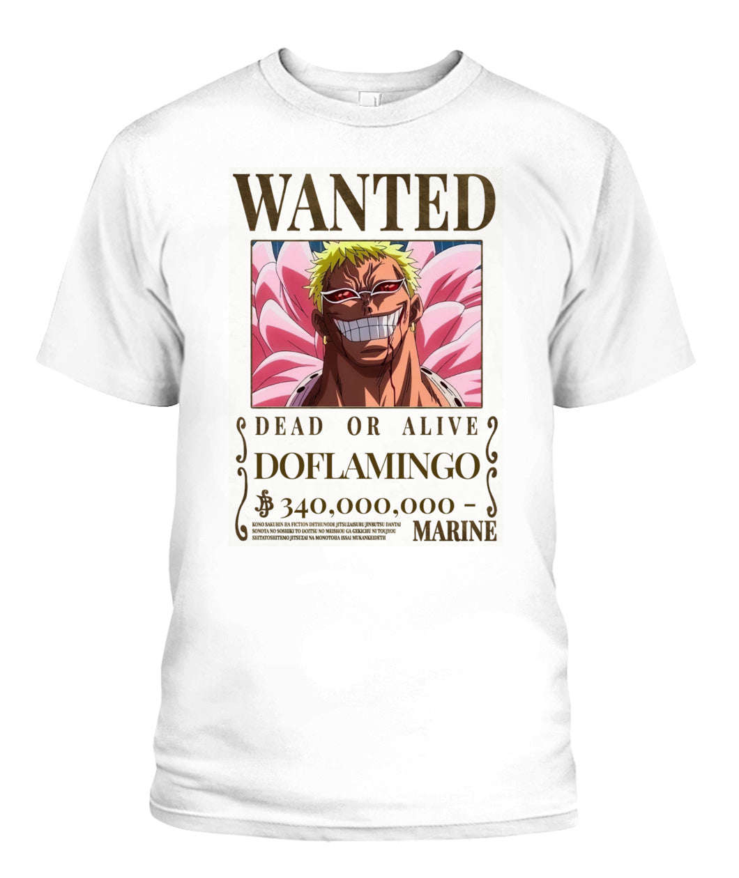 Doflamingo Wanted Custom Graphic Cotton T-Shirt - Unisex Fit