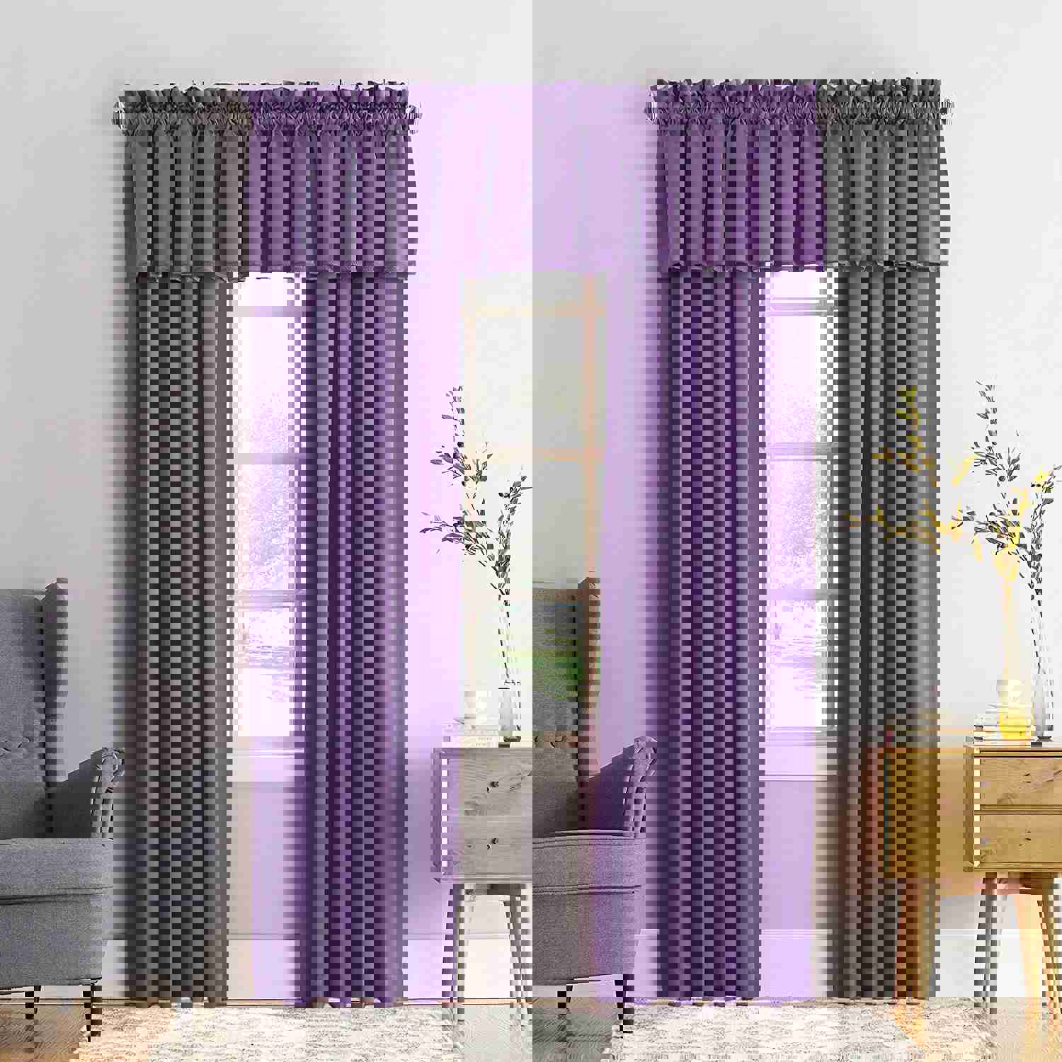 Sun Zero Barrow Energy Efficient Rod Pocket Curtain Panel, 54 x 84, Purple, One Panel