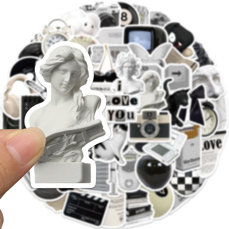 10/30/61 Pieces Simple Sculpture PVC Graffiti Sticker Sticky Aesthetic Decorative Scrapbook DIY Child Phone Stationery Supply