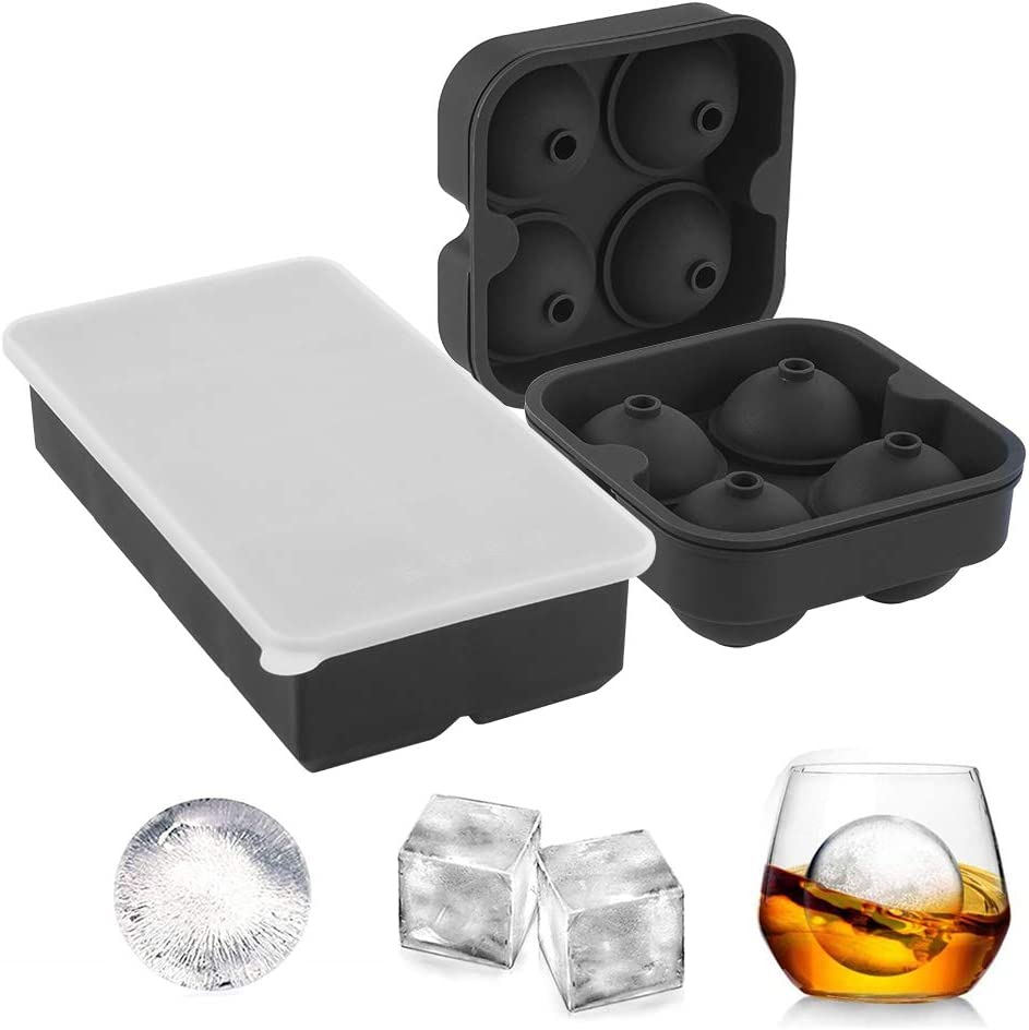 3D Skull Ice Mold - 5 Pack, Easy Release Silicone Mold for Ice Cubes and Spheres, BPA Free