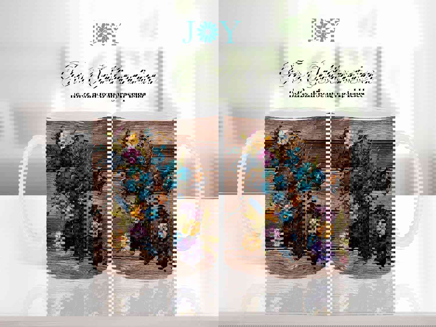 Cross and Flowers Sublimation Mug Template - Digital Download for 11oz, 12oz, 15oz Mugs