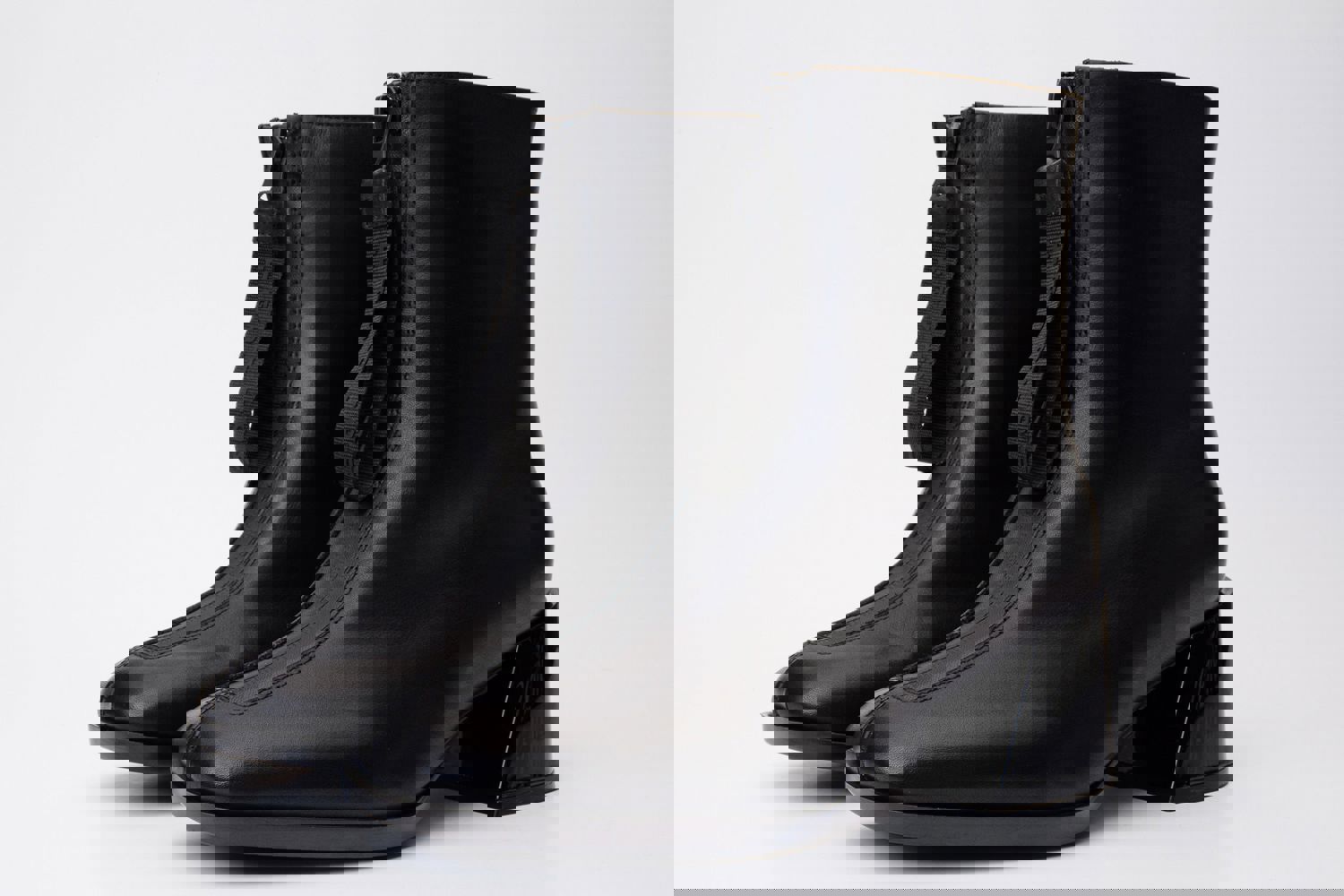Tackle Black Leather Block Heel Women Boot