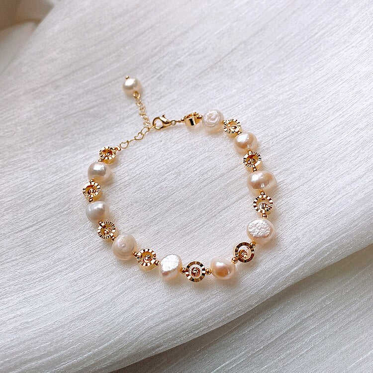 2022 Korea High-end Baroque Natural Freshwater Pearl Adjustable Elegant Bracelet for Women