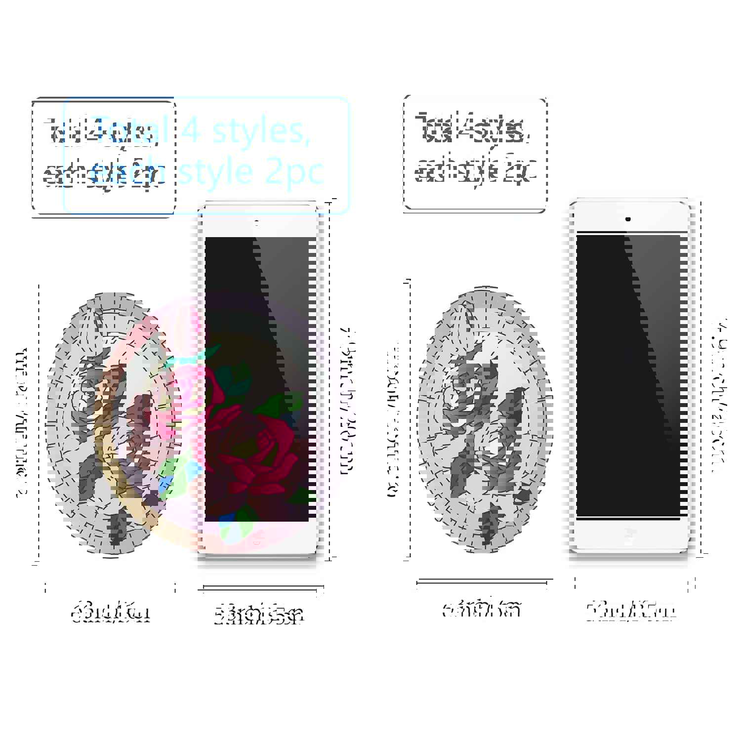 Craspire PVC Window Sticker Set - Flower Pattern, 16x16cm, 8pcs