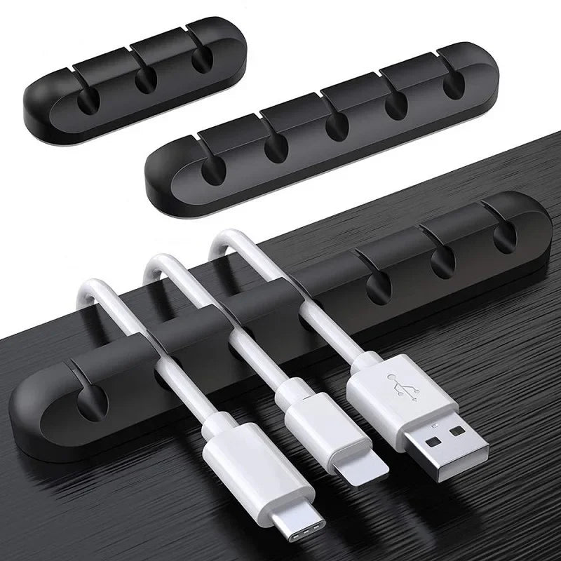 SRline 3/5/7 Clips Cable Winder - Self Adhesive USB Charging Cable Holder for Desk Organization