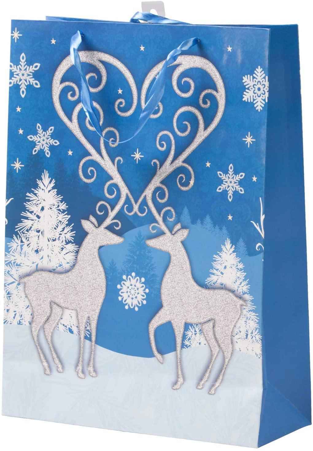 Christmas Paper Gift Bags Bulk Assortment - 12 Count Holiday Themed Gift Bags with Handles (3 Sizes, 4 Patterns)