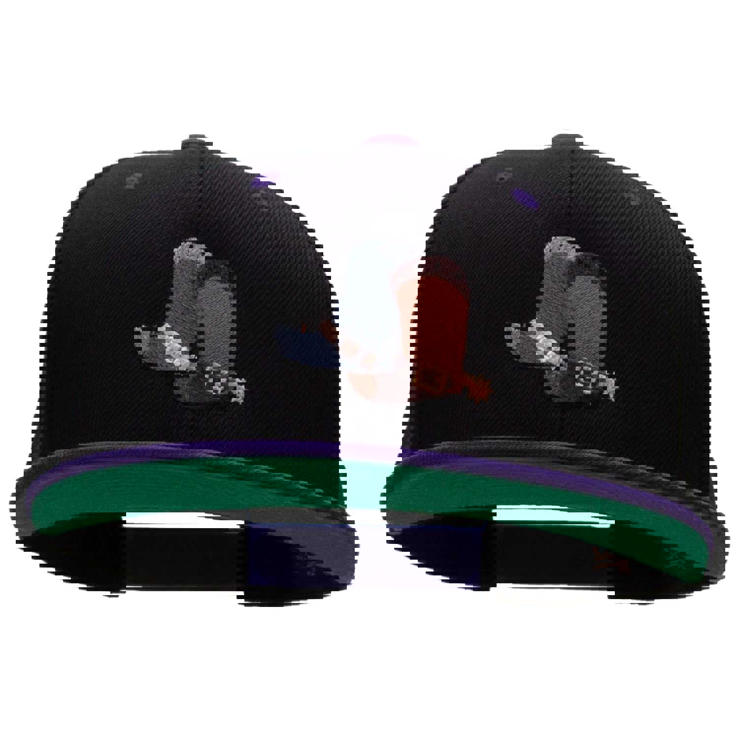 Cute Cowboy Boots Embroidered Wool Blend 2 Tone Classic Snapback Hat