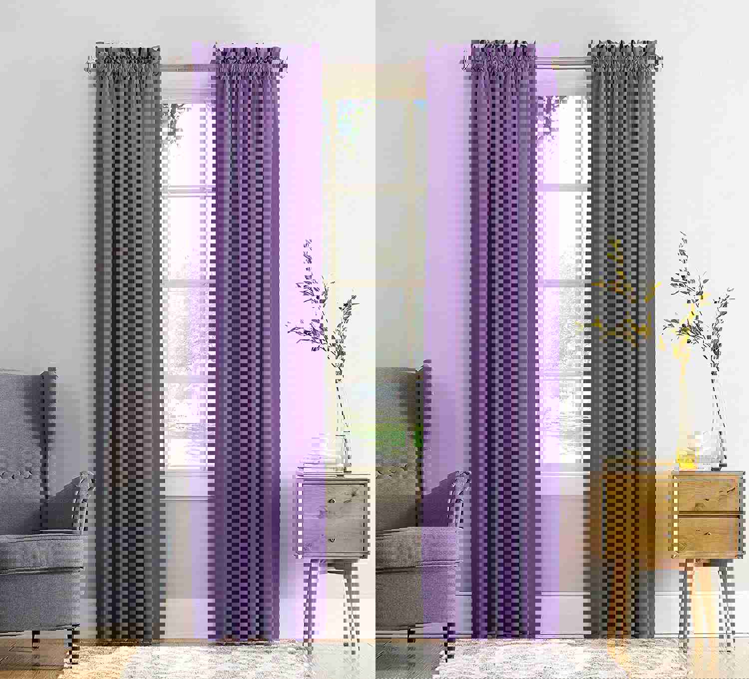 Sun Zero Barrow Energy Efficient Rod Pocket Curtain Panel, 54 x 84, Purple, One Panel