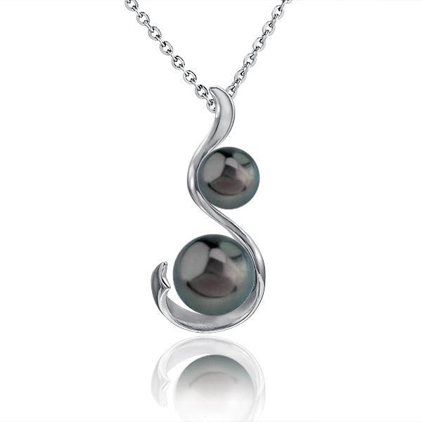 Pearl Ribbon Pendant - 925 Sterling Silver with Akoya, Freshwater & Tahitian Pearl