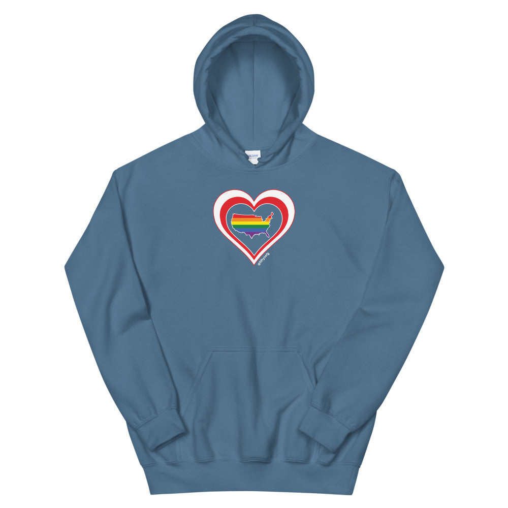 USA Retro Pride United States Heart - Unisex Hoodie