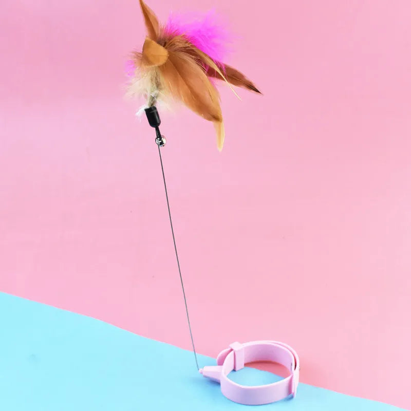 Interactive Cat Toys Funny Feather Teaser Stick with Bell for Kitten Play
