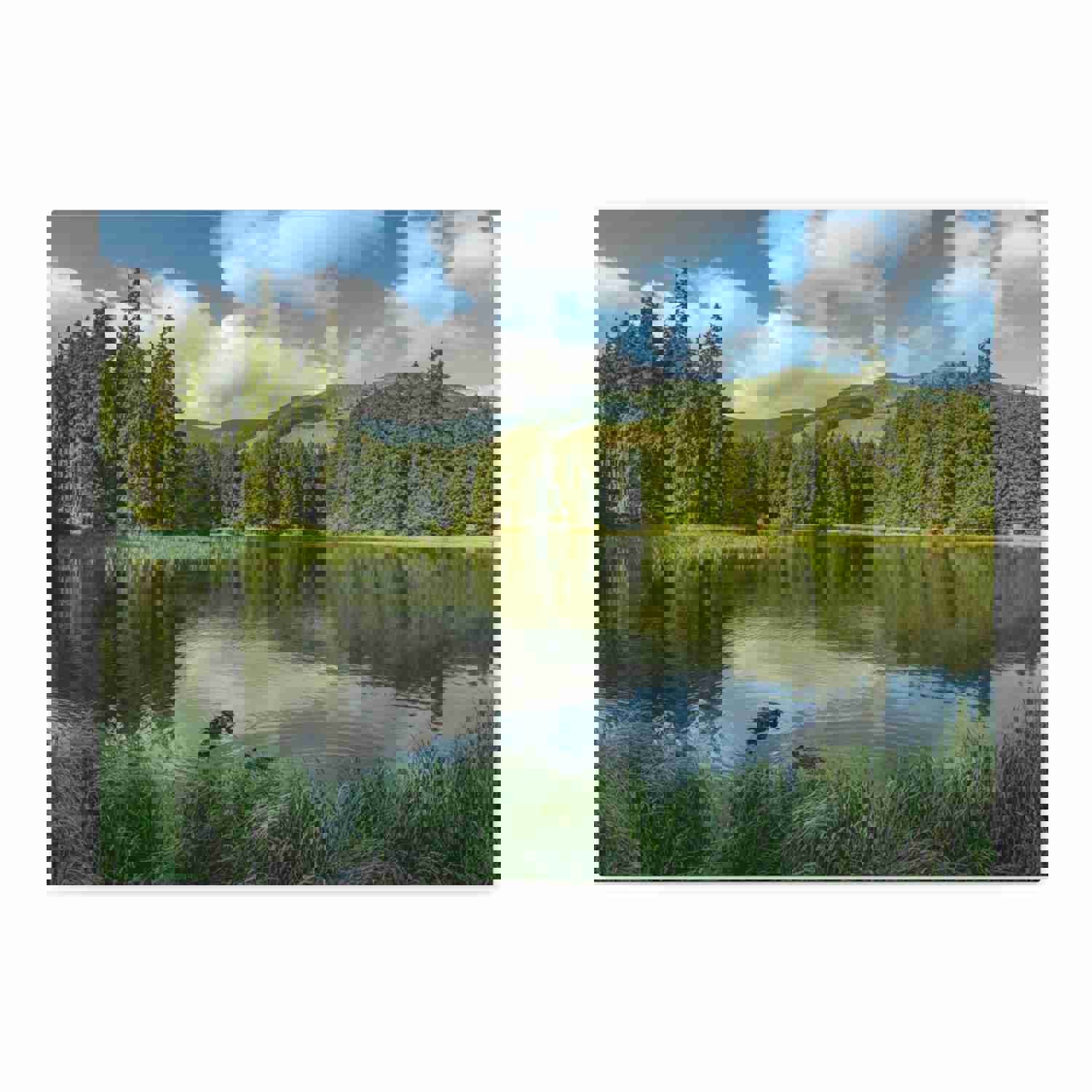 Lake Reflection Green Forest Nature Wilderness Photography Canvas Wall Art