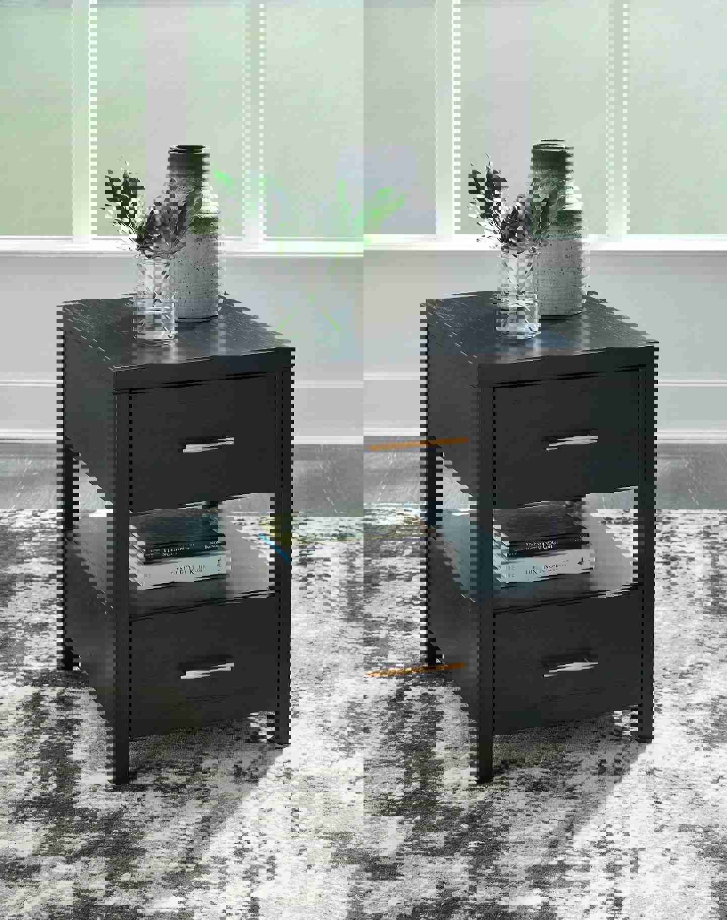 Winbardi Rectangular End Table with USB Charging Ports