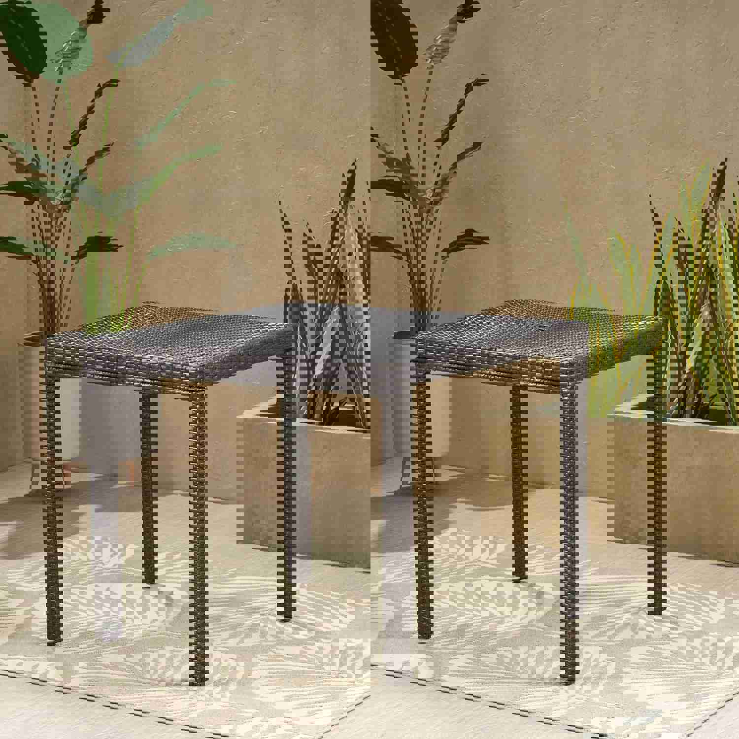 Edene Outdoor Multibrown Wicker Square Dining Table