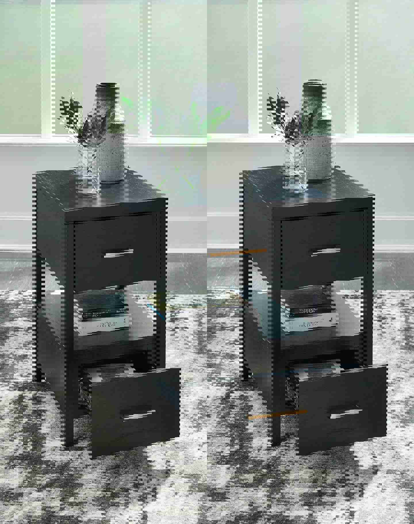 Winbardi Rectangular End Table with USB Charging Ports