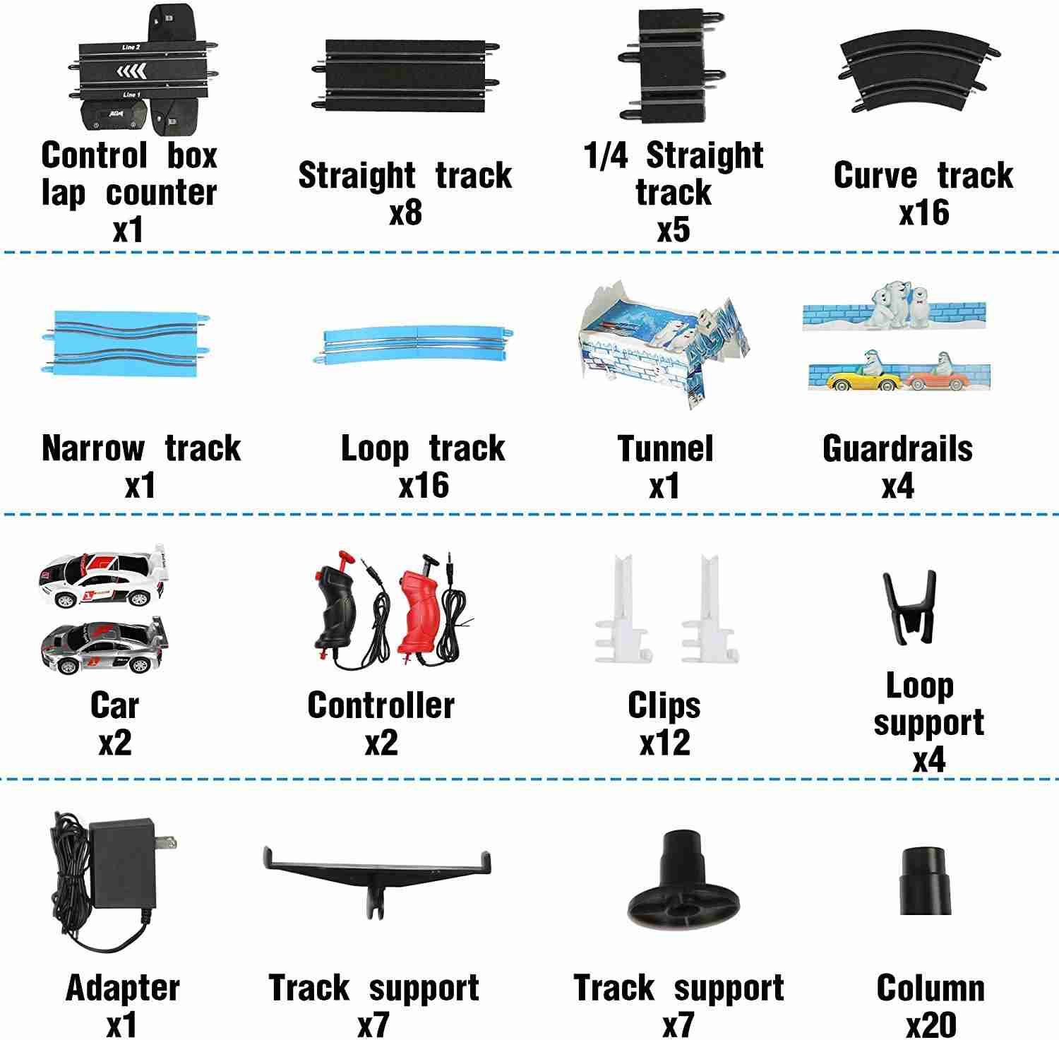 Children’s Electric Racing Track Set with 2 Slot Cars (1:64 Scale) and 20ft Track