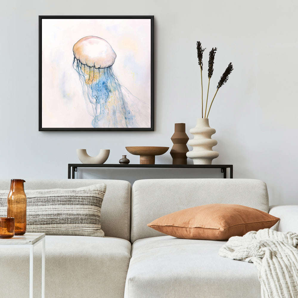 Watercolor Jellyfish Fine Art Gallery Wrapped Canvas 24x36
