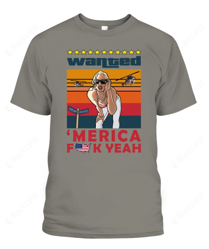 San Andrea Wanted Merica Fuc Yeah Custom Graphic Apparel