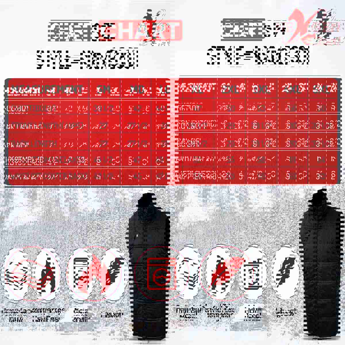 Nexgen Heat NXM3301SET Men's Heated Puffer Vest for Outdoor Activities with Rechargeable Battery