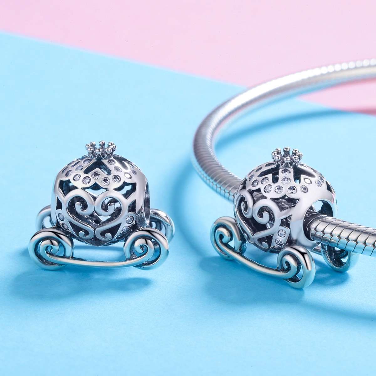 Sterling 925 Silver Bandwagon Charm Pendant for Pandora & European Bracelets