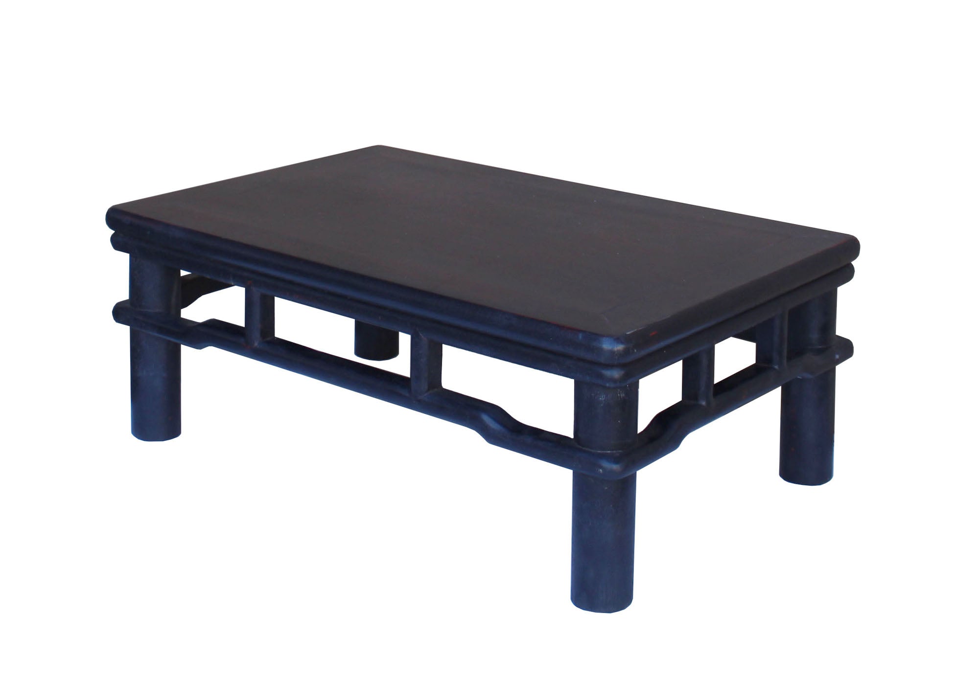 Dark Brown Rosewood Simple Oriental Round Legs Rectangular Display Table Stand