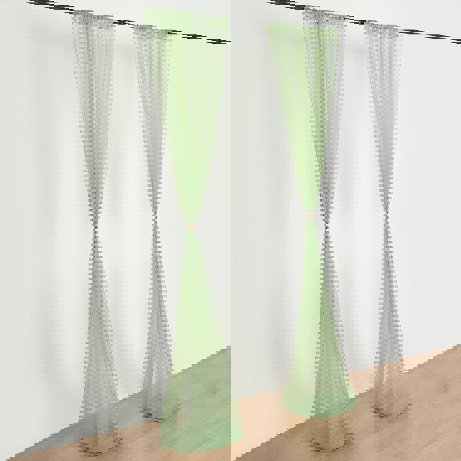 2 Pack Inherently Flame Resistant Chiffon Curtain Panels, Sheer Premium Organza Backdrops With Rod Pockets - 10ftx10ft