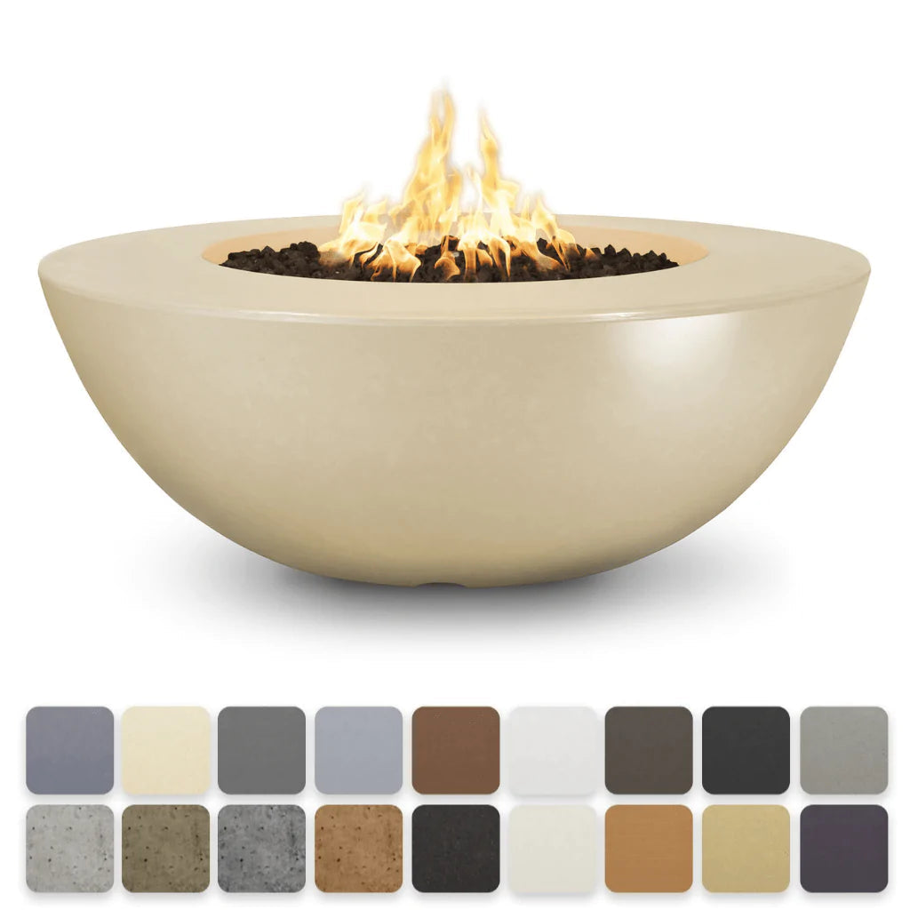 The Outdoor Plus - Sedona Wide Ledge GFRC Concrete Round Natural Gas Fire Pit 60