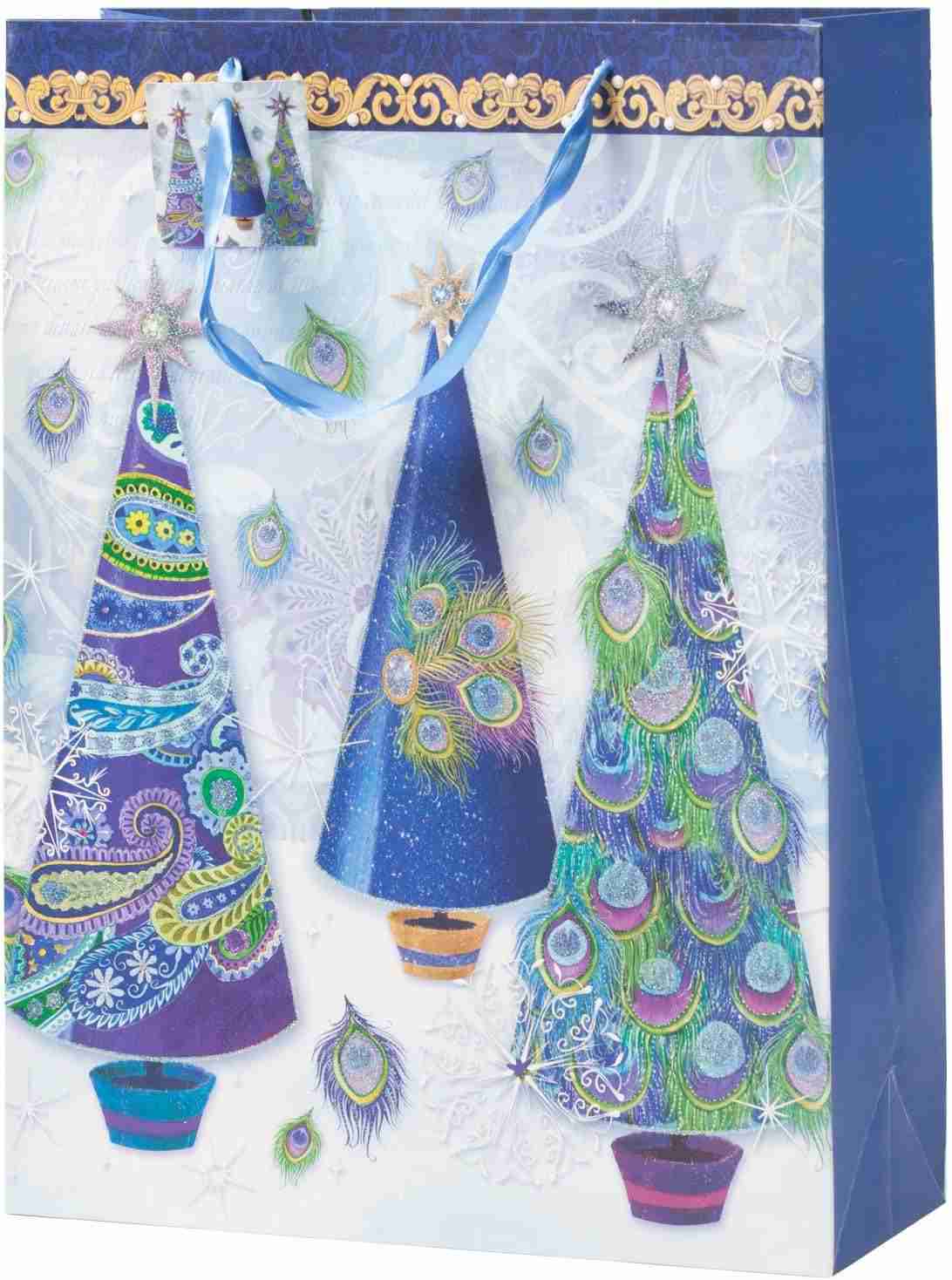 Christmas Paper Gift Bags Bulk Assortment - 12 Count Holiday Themed Gift Bags with Handles (3 Sizes, 4 Patterns)