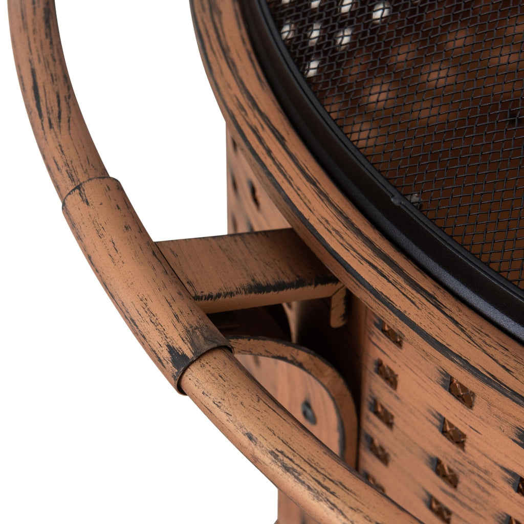 Sunjoy 30 in. Outdoor Fire Pit with Spark Screen and Fire Poker