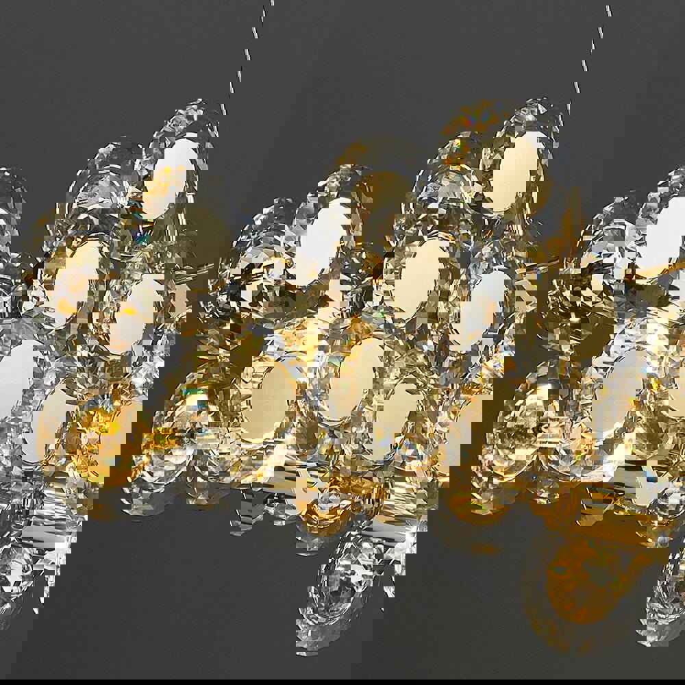 MIRODEMI® Gold Rectangular Crystal LED Chandelier - Modern Luxury Lighting for Living Room & Kitchen Island