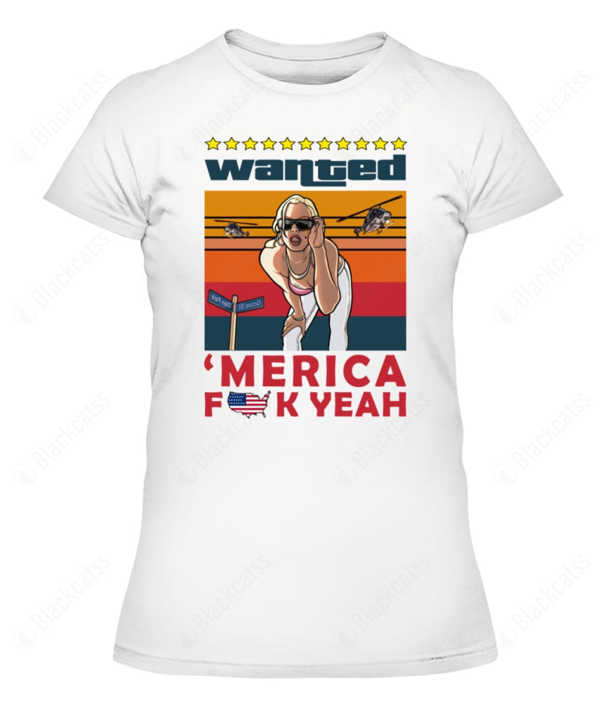 San Andrea Wanted Merica Fuc Yeah Custom Graphic Apparel