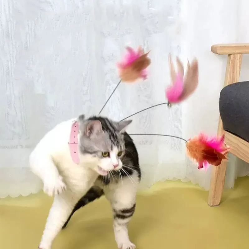Interactive Cat Toys Funny Feather Teaser Stick with Bell for Kitten Play