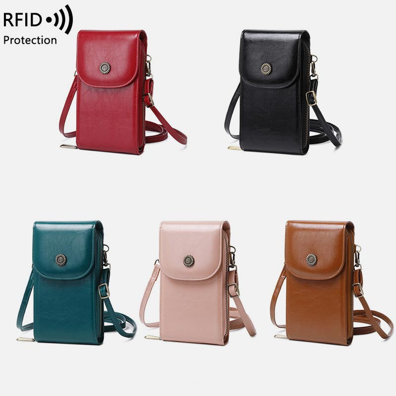 Large Capacity Genuine Leather Crossbody Phone Bag for Women