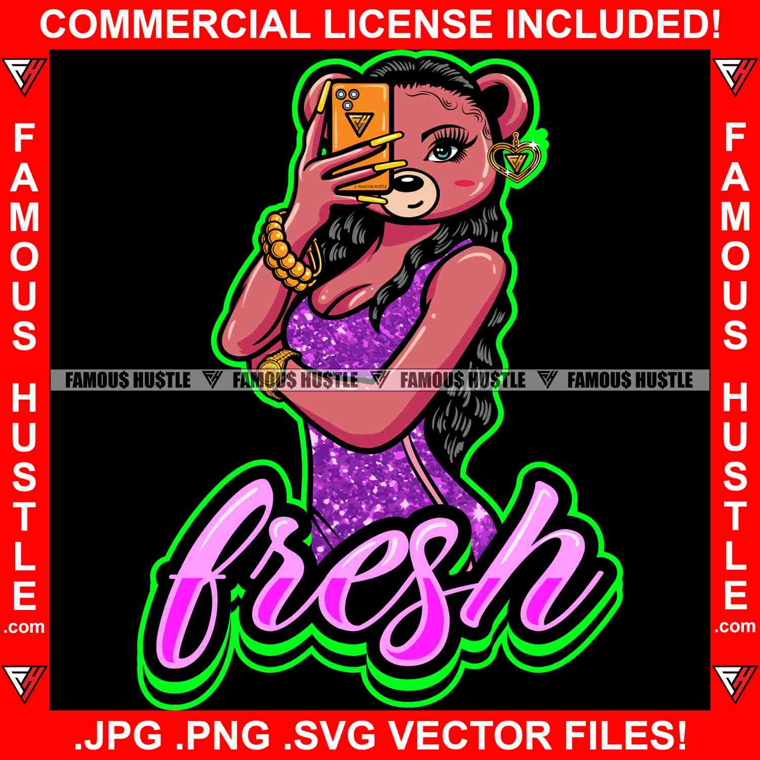 Fresh Sexy Female Teddy Bear Graphic Design T-Shirt Print