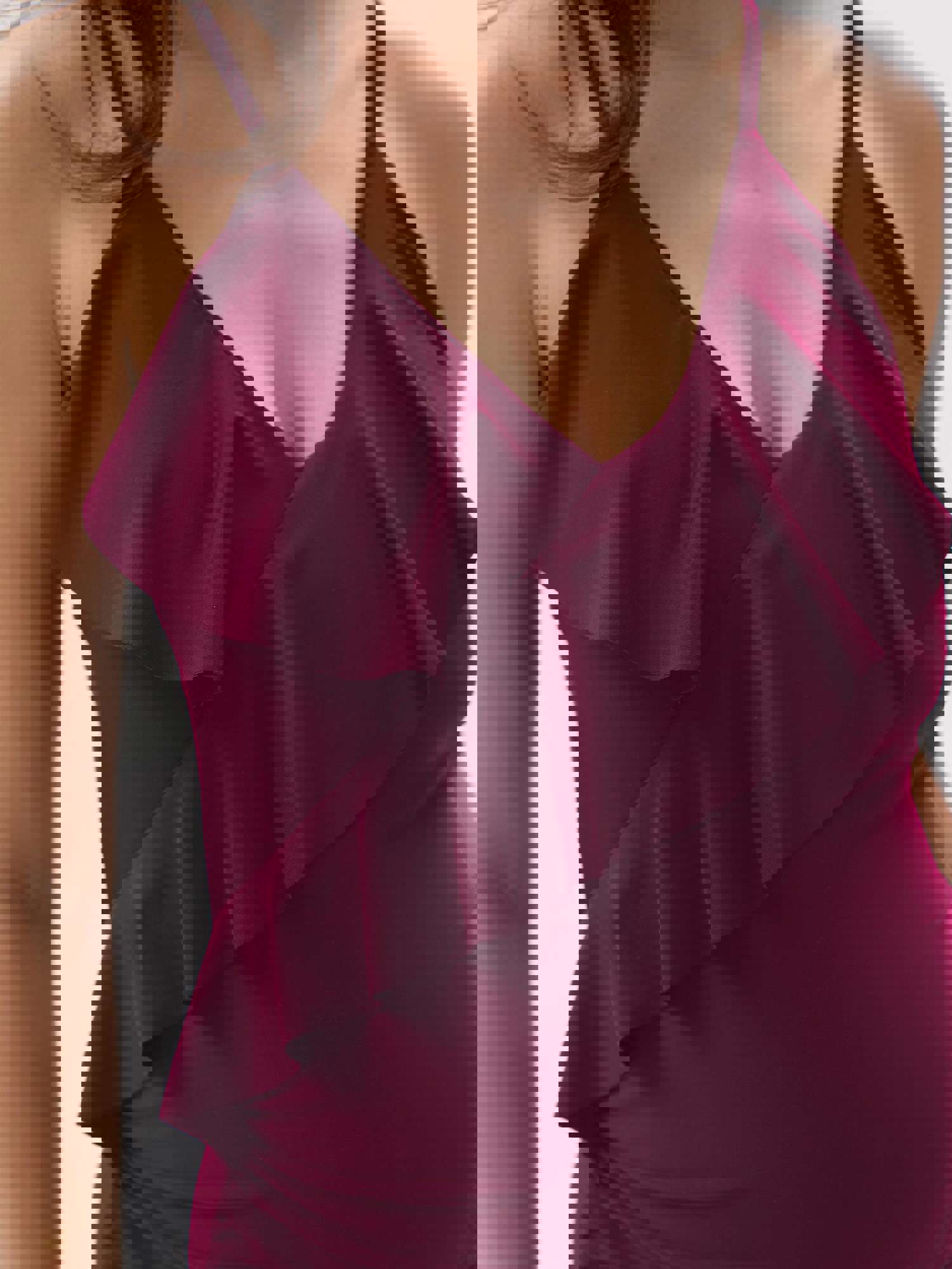 Wine Red Ruffle Strappy Cross Back Maternity One-Piece Swimsuit
