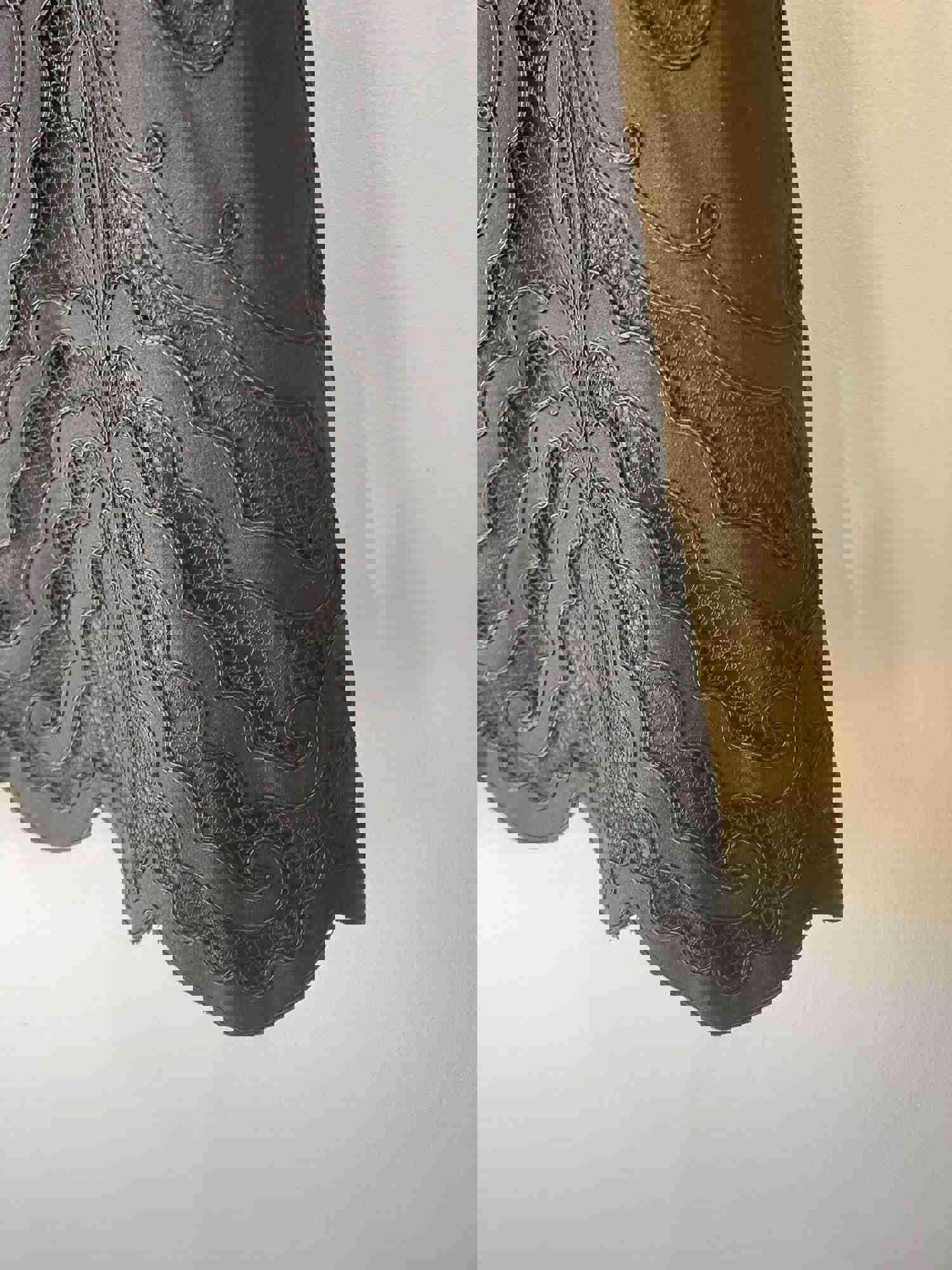 Victorian Black Wool Cape with Ruffled Silk Collar