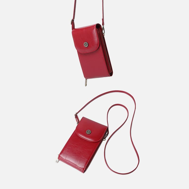 Large Capacity Genuine Leather Crossbody Phone Bag for Women