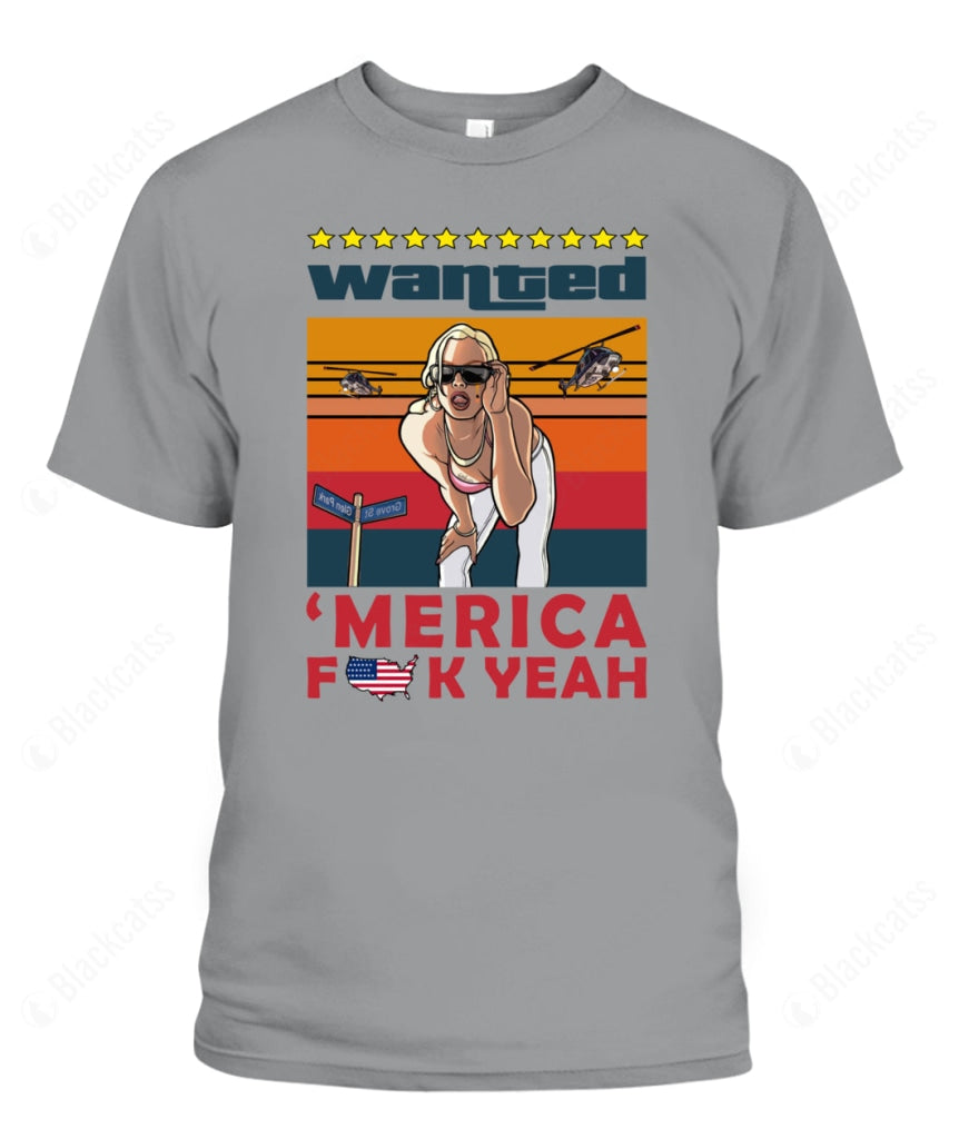 San Andrea Wanted Merica Fuc Yeah Custom Graphic Apparel