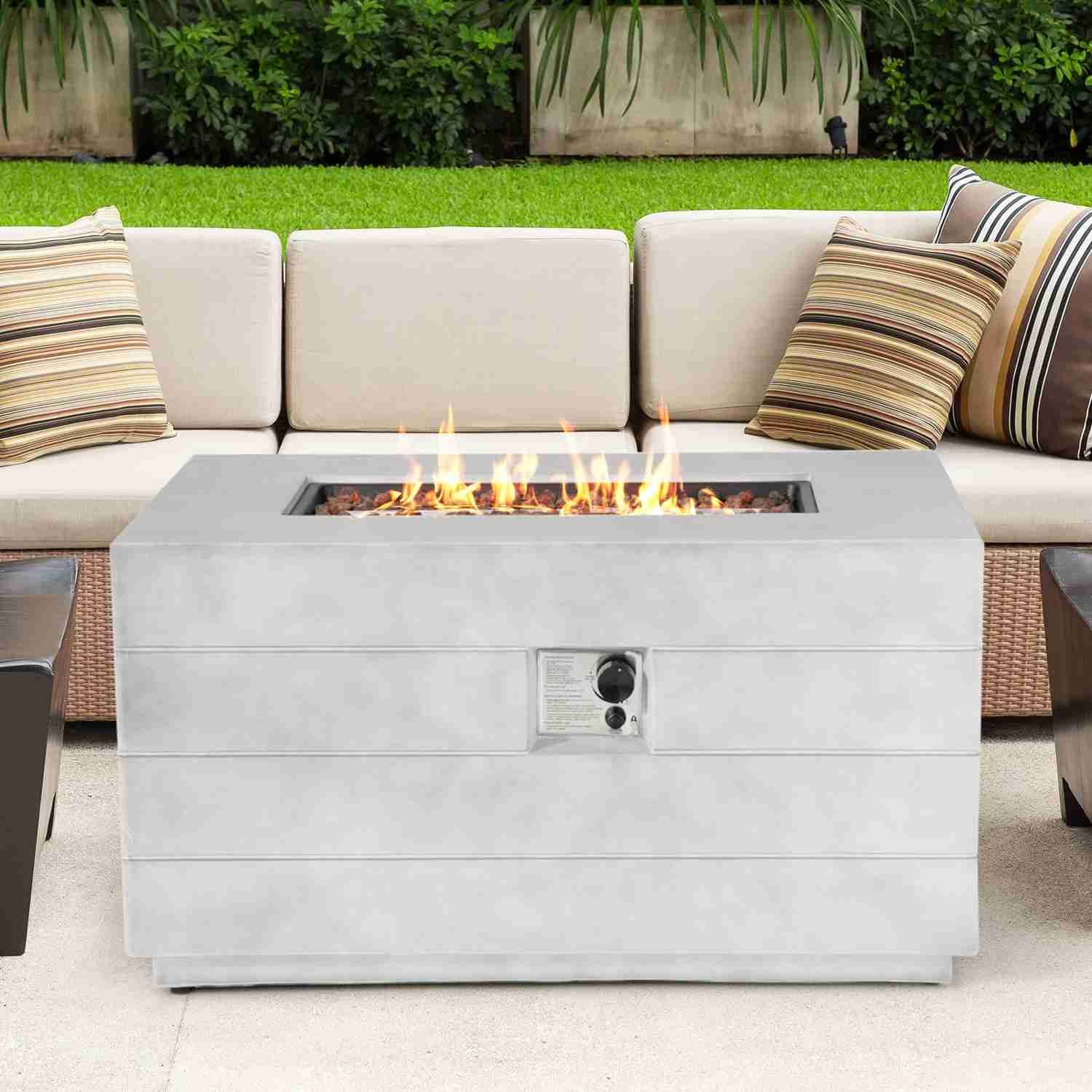 Tangkula 43-inch Concrete Propane Gas Fire Pit Table