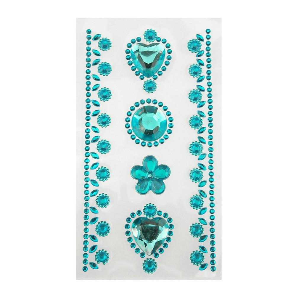 Self-Adhesive Rhinestone Stickers - Circle, Flower, Hearts (6-count)