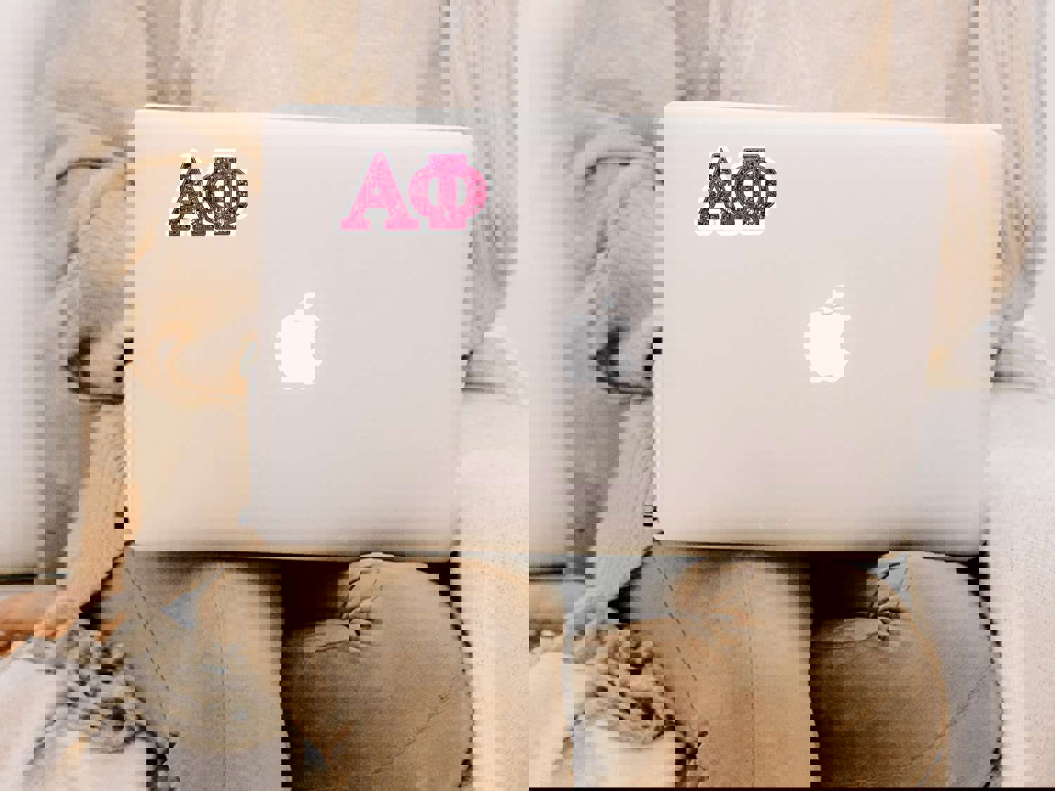 Alpha Phi Sorority Vinyl Sticker with Pink Sequin Decal