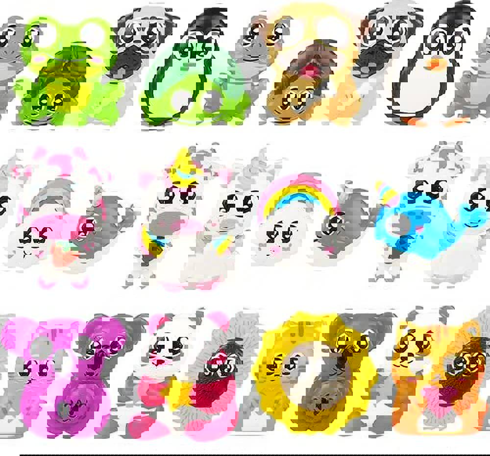 Jumbo Squish Stickers, Set of 12, Slow Rise Kids’ Stickers, Assorted Designs, Children’s Scrapbooking Supplies